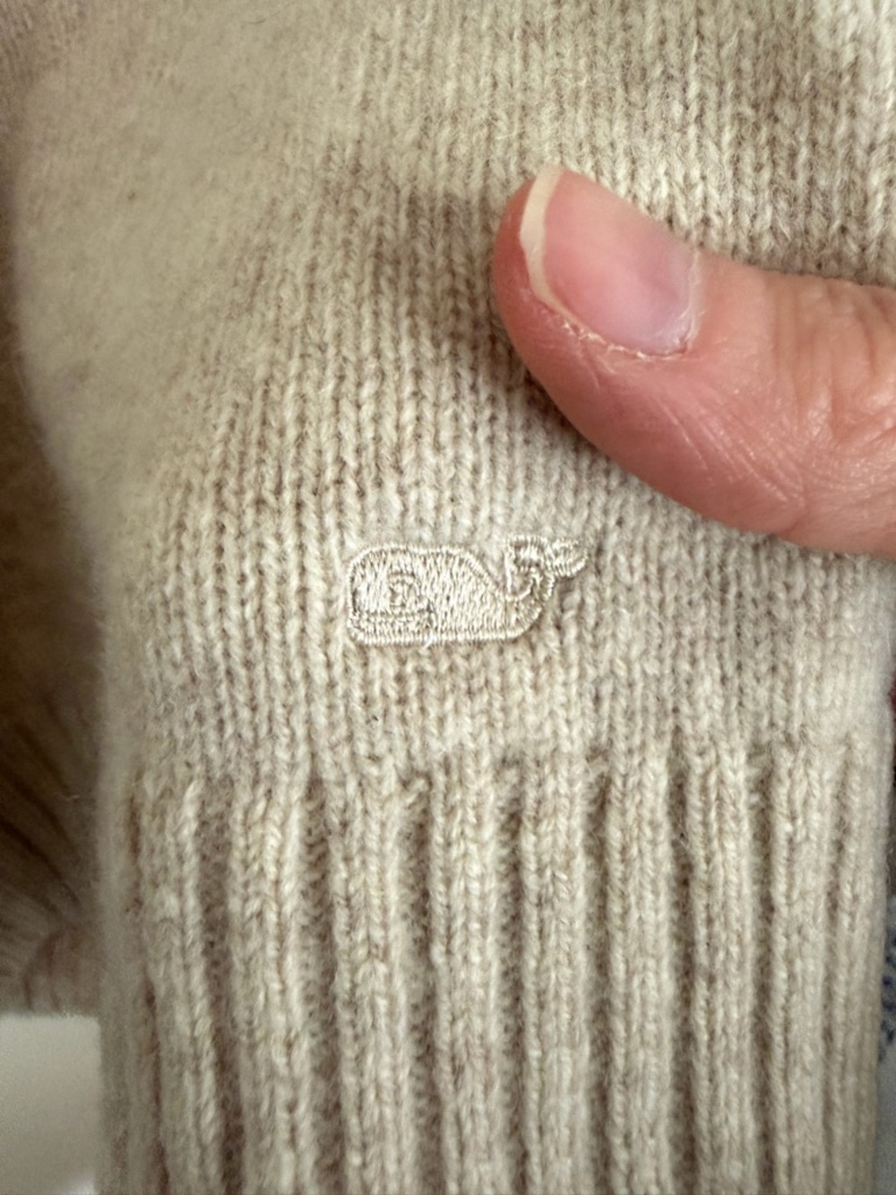 Vineyard Vines oatmeal Beige Lambs Wool Half-Zip Cable Yoke Sweater - Picture 5 of 8